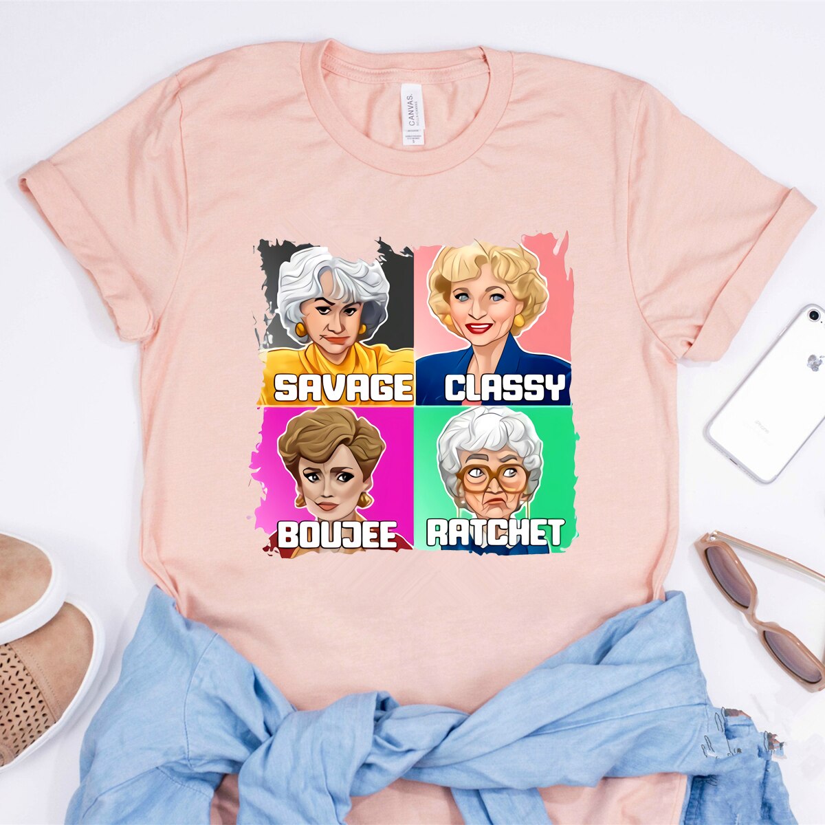 Savage – Tee-Shirt pour filles dorées, humoristique, classe, Boujee, rachetet, avec télévision des années 80, Sitcom, pour meilleur ami: Rose / M