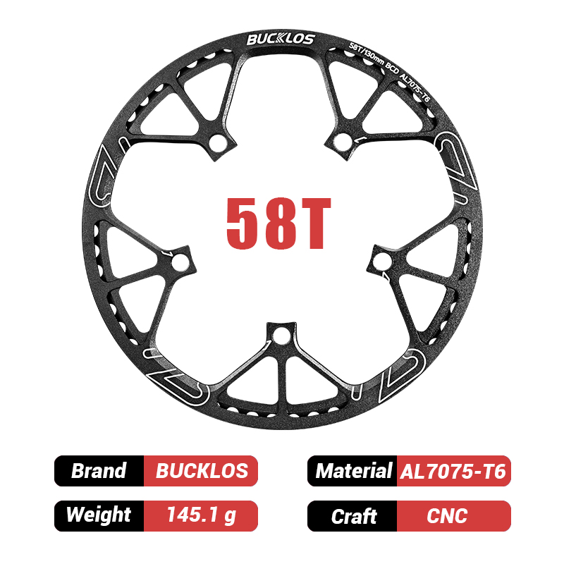 BUCKLOS 130BCD Kettingblad 45T 47T 53T 56T 58T Vouwfiets Kettingwiel Aluminium 7075-T6 Fiets Kettingblad Ultralight Fiets Deel: Bruin