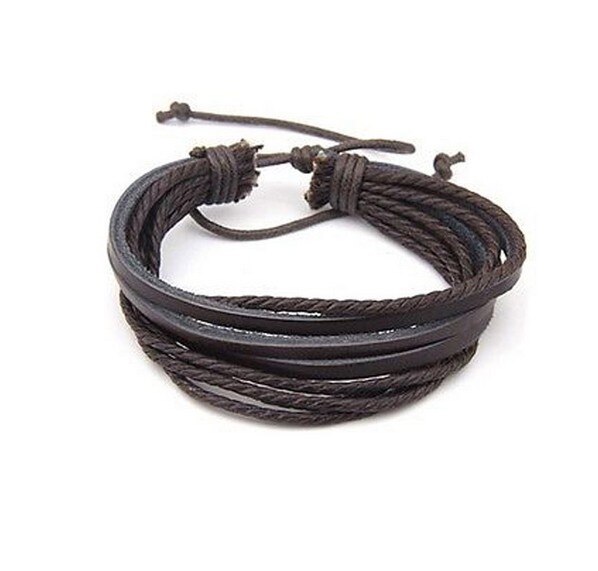 Vintage Black Wrap Woven Men Bracelets Handmade Male Women Leather Bracelet Men Bangle Jewelry: 8