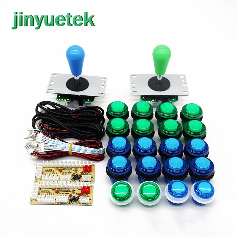 Diy Arcade Game Kit SANWA Arcade Joystick DIY Kit onderdelen PC Raspberry Pi USB Encoder Drukknop voor android: blue and green 2