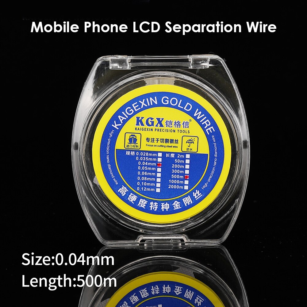 500m 1000m Legierung Stahl Draht Schneiden Linie LCD Anzeige Bildschirm Separator Reparatur Kabel für iPhone Samsung praktisch 75*70*20mm: 0.04mm 500m