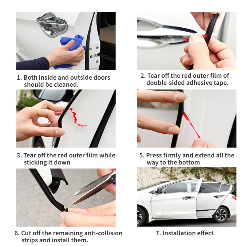 5m Adhesive Scratch Tools Car Door Edge Rubber Scratch Protector Strips Car Styling Mouldings Protection Side Doors Moldings