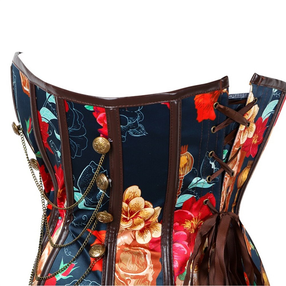 Dame steampunk korsett topp korse kvinner gotisk overbust bustiers korsett sateng imitert skinn bodice baskisk undertøy sexy