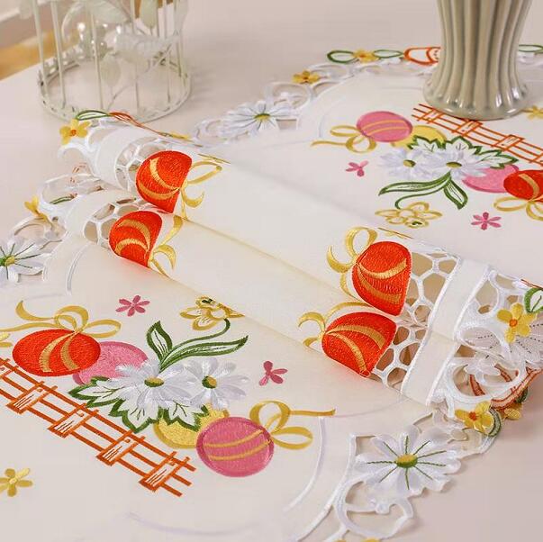 Europe Easter egg art Embroidery bed Table Runner flag cloth cover Lace tablecloth kitchen party decor