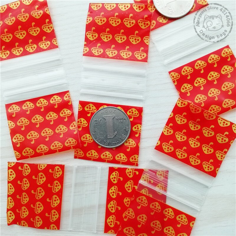 1515 Zware D Naakte Dames Print Desgin Sieraden Tassen Zip Lock Baggies 100Pcs 1.5 "X 1.5" T09: golden mushroom
