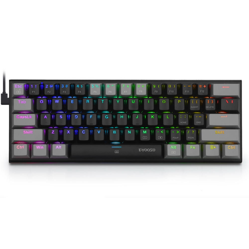 ! 61 Keys Mechanical Keyboard Game Keypad RGB Backlight Type-C USB Wired Waterproof 60% PC Gaming Keyboard for PC: Khaki / Brown Switch