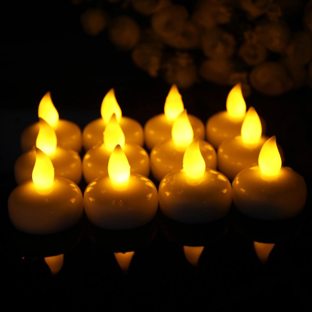 12 unids/pack velas flotantes a prueba de agua LED vela de té luz de vela electrónica sin llama lámpara de vela para baño SPA Pray: Yellow