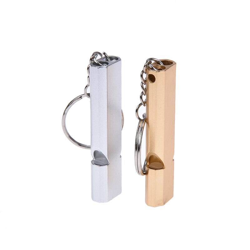 5.6 x 1 cm Aluminum Alloy Camping Hiking Accessory Tool Double-frequency Gold/Sliver Emergency Survival Whistle Keychain Aerial