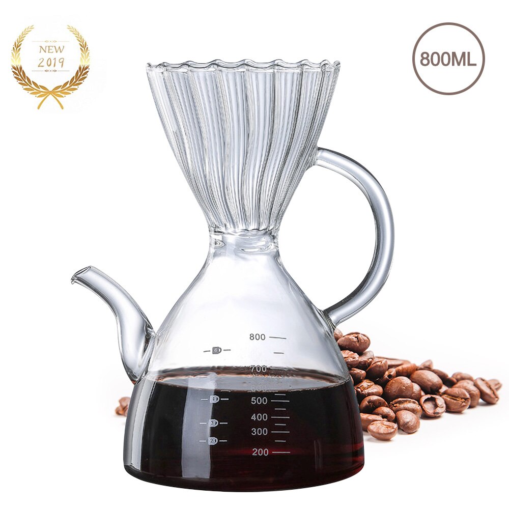 Coffee Pot Carafe Drip Clear Coffee Kettle Brewer Barista Percolator Pour Over Glass Range Coffee Server Safe Non-Toxic