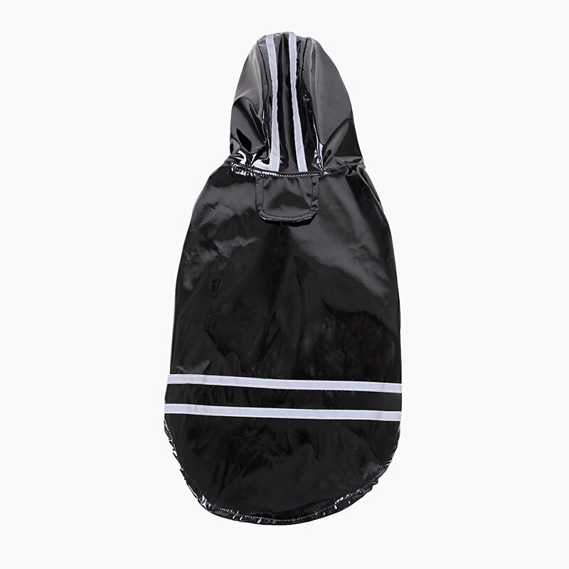 Spring Summer Dog Raincoat Reflective PU Puppy Pet Rain Coat Hooded Waterproof Dog Jacket Clothes For Dogs Chihuahua Yorkshire: Black / S