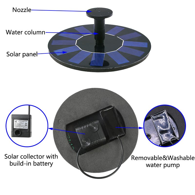 Solar Water Fountain Home Garden Pool Outdoor Floating Water Fountain Mini Solar Panel Floating Founrain Decoration Supplies 8z