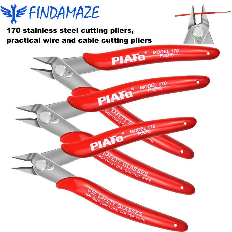 170 Stainless Steel Cutting Pliers Practical Wire and Cable Cutting Flat-nose Pliers DIY Trimmer Bevel Cutter Red hand tool