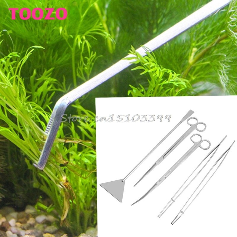 3/5Pcs Aquarium Onderhoud Gereedschap Kit Pincet Schaar Voor Levende Planten Gras G08 Rental &