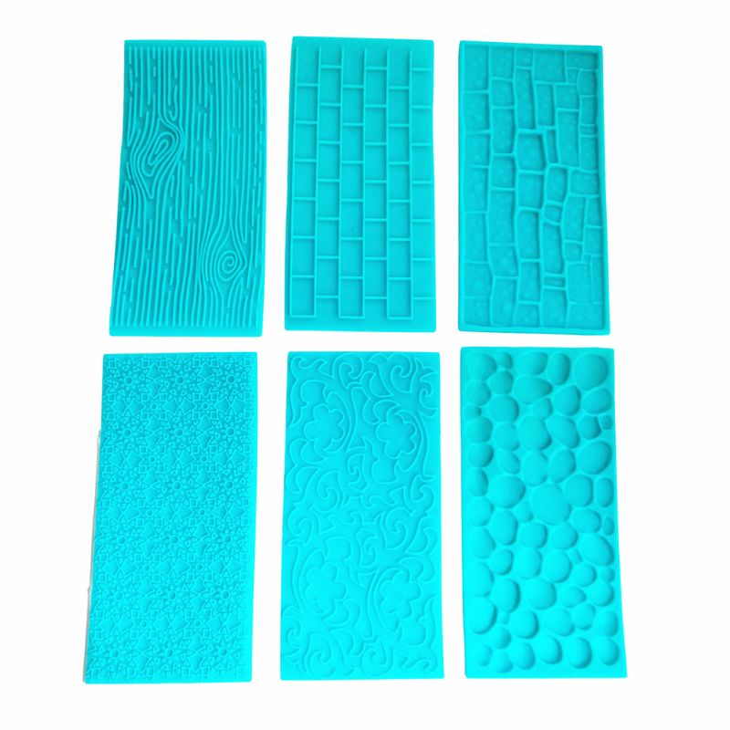 6pcs/set Silicone Impression Mat Fondant Cake Mold Sugarcraft Chocolate Decor Silicone Impression Mat: Default Title