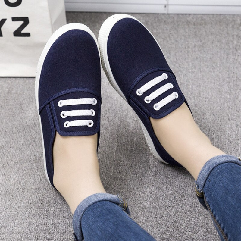 Plate-forme Creepers chaussures femmes toile décontracté blanc chaussures dames peu profonde blanc chaussures bout rond Zapatos Mujer chaussures plates grande taille 36-40