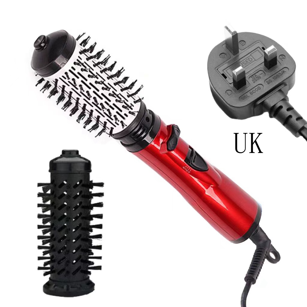 3-in-1 rotierender Haartrockner, elektrischer Kamm, Haarglätter, Bürste, Trockner, Bürste, Heißluftkamm, Negativ-Ionen-Haarstyler-Kamm: Schwarz