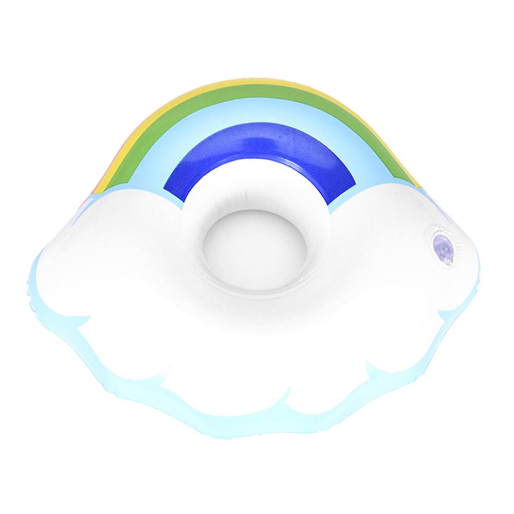 Inflatable Water Floating Drink Cup Holder Rainbow Cloud Phone Seat Beach Swimming Floating Coaster