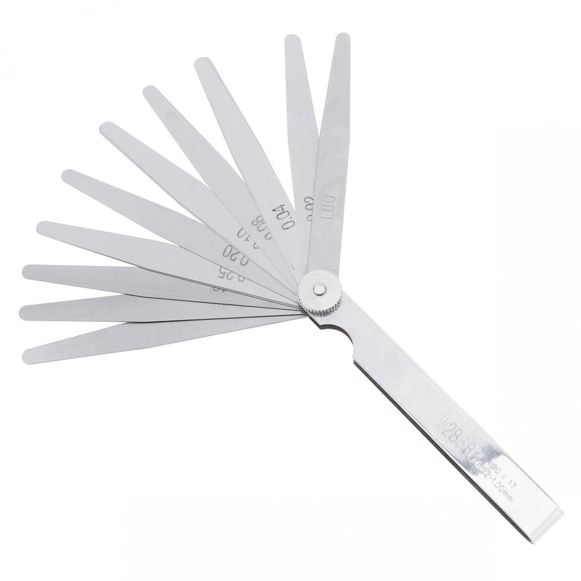 100b 17 blad av rustfritt stål fyllstoffer følerblad måleverktøy med justerbar mumle og 0.02 - 1.00mm måleområde