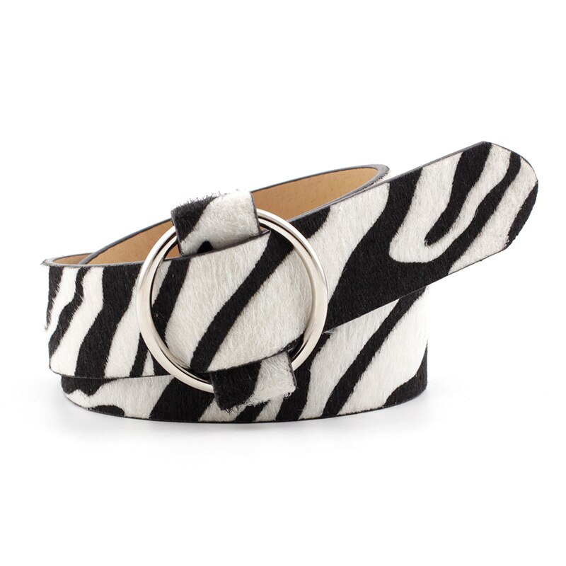 Vrouwelijke Luipaard Riem Snake Skin Zebra Print Dunne Paardenhaar Tailleband Pu Lederen Gouden Ring Hart Pin Metalen Gesp Dames Riemen