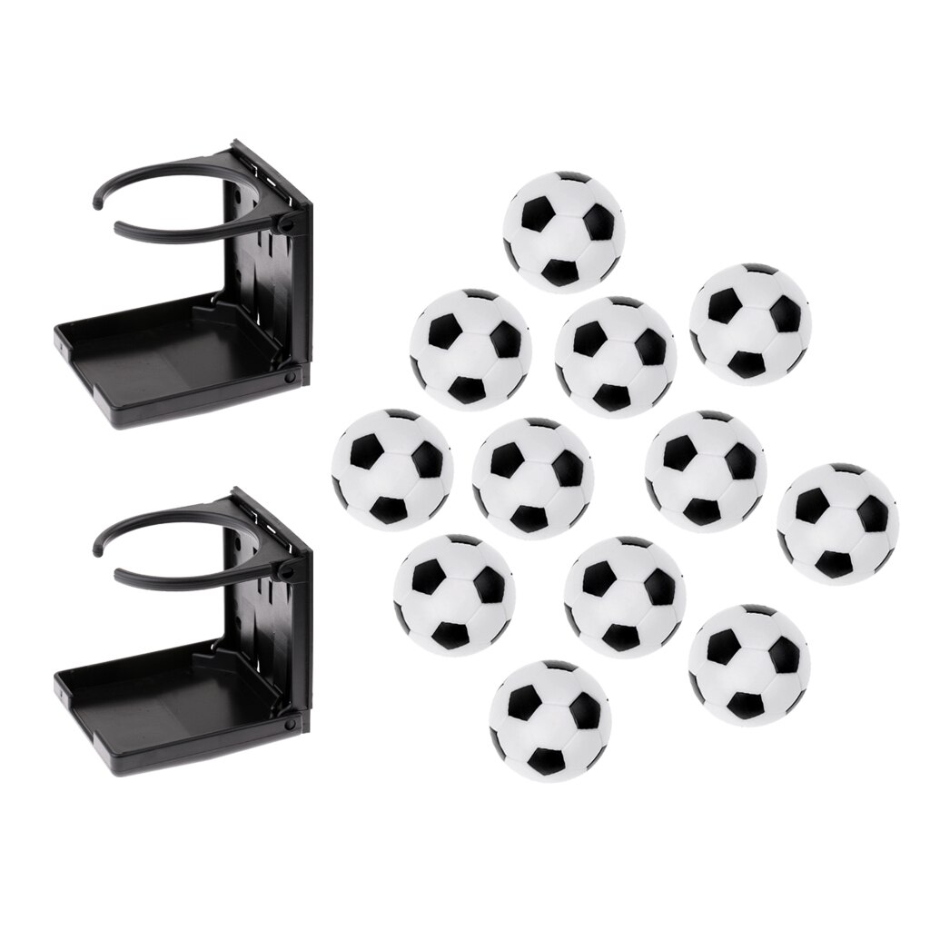 2 Pieces Plastic Foldable Drink Holder With 12 Table Soccer Balls For Replacements Foosball Table Soccer Table Accessories