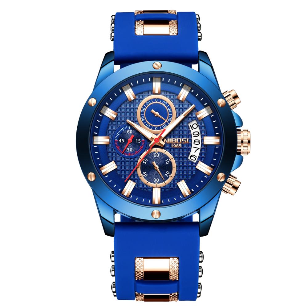 Nibosi Sport Zwart Heren Horloges Top Luxe Horloge Voor Mannen Siliconen Horloge Waterdicht Quartz Klok Relogio Masculino: 1