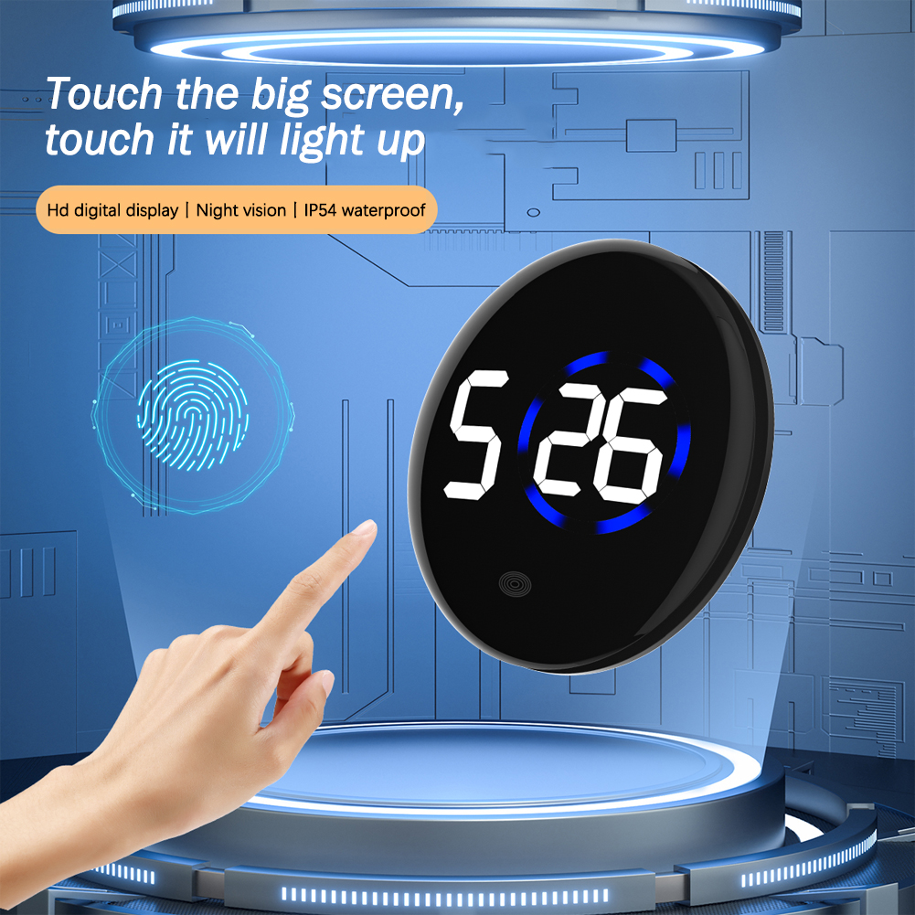 Mini reloj Digital adhesivo, reloj de cuarzo con pantalla táctil, adorno electrónico automotriz, accesorios de Interior de coche