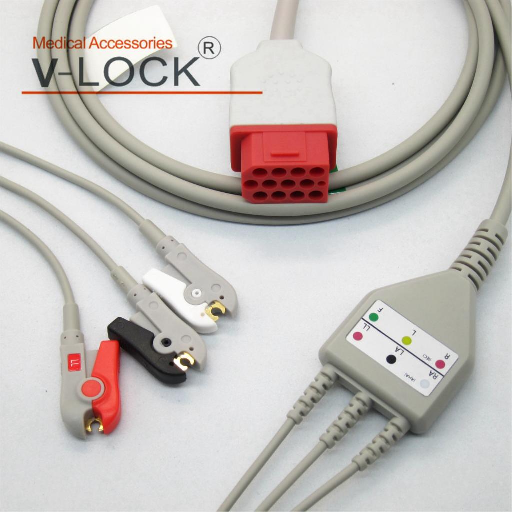 Cable ECG de una sola pieza con 5 cables, clip para monitor de paciente Biomet BM7