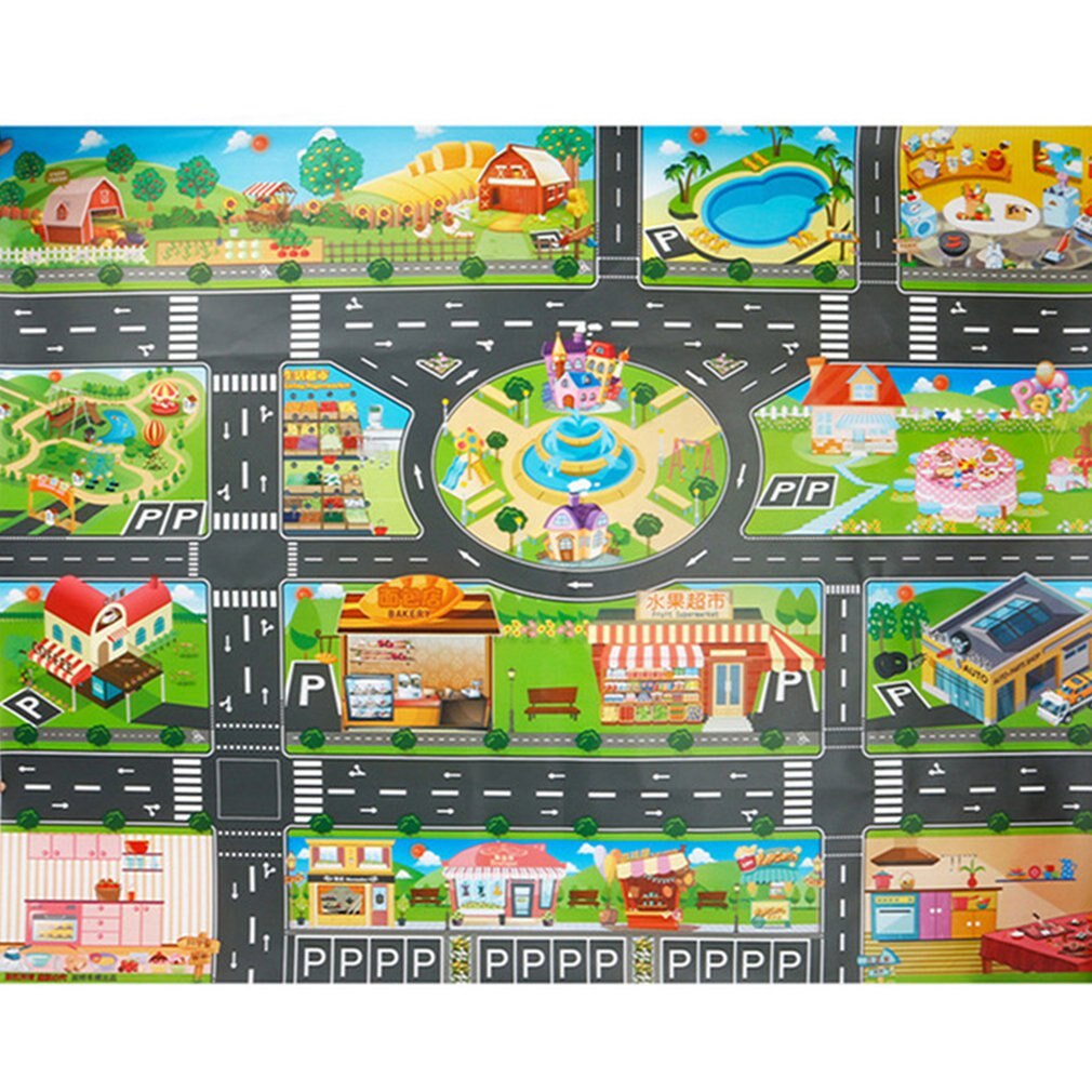 Kinderen Spelen Mat Vloer Spel Baby Kruipen Mat Pad 130*100CM Waterdichte Kids Verkeer Verkeersbord Parkeer lot Jongen Speelgoed