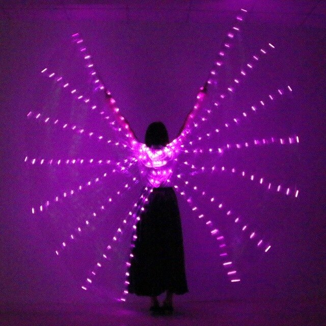 LED objeto de atrezo para mujer y niña, alas LED luminosas ISIS, disfraz de ala iluminada, alas de estilo abierto sin palos: rose