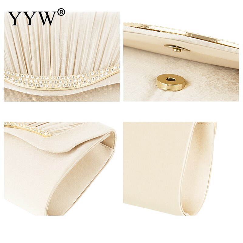 Dames Elegante Schoudertas Beknopte Plooi Clutch Bag Strass Zwart Effen Envelop Schoudertassen Rechthoek Portemonnee Vrouwelijke