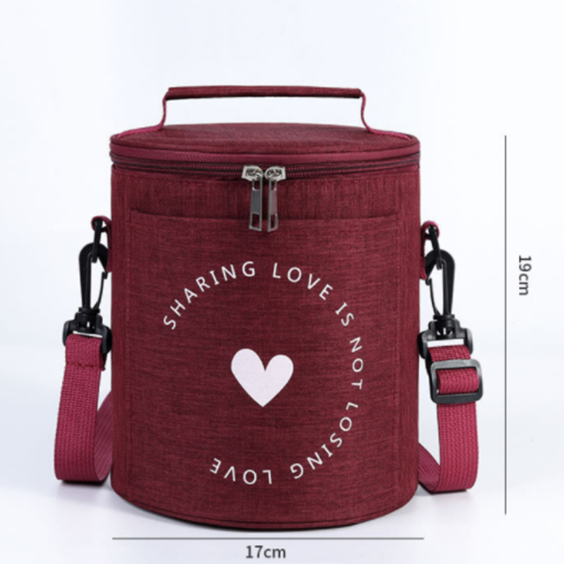 Large-Capacity Portable Lunch Bag Fresh-Keeping Thickened Lunch Box Bag Round Barrel Aluminum Foil Insulation Bags: Clear