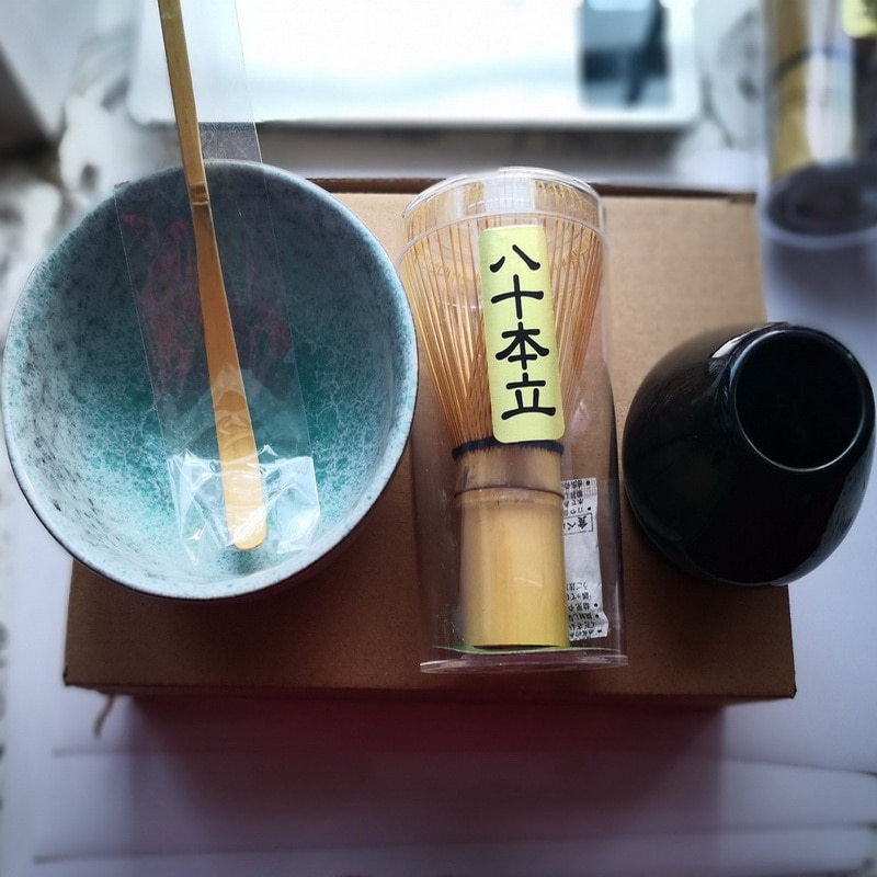 Tradisjonelle matcha sett naturlig bambus matcha visp ceremic matcha bolle visp holder japansk stil te sett