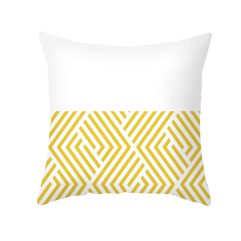 Housse de coussin carrée jaune à imprimé géométrique, taie d'oreiller de 45x45cm, de Style moderne, décorative pour la maison, avec des lettres marguerite à rayures: 11