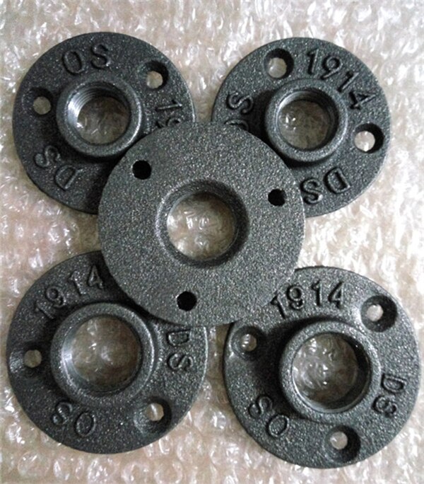 10Pcs 1/2&quot; 3/4&quot; Cast Iron Flanges Thread BSP Malleable Iron Industrial Pipe Fittings Exhaust Wall Mount Floor Flange Piece