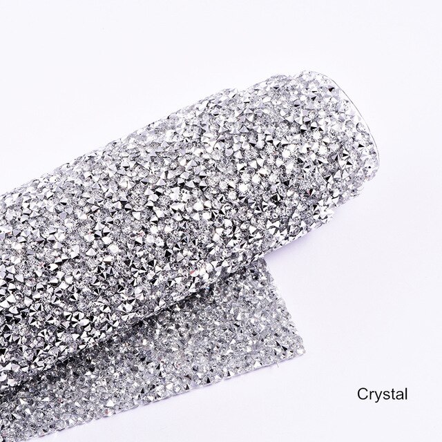 Tissu à strass brillants, 8 couleurs, 24x40cm, pour confection de robes pour nouvel an, DIY, , F0331: Crystal