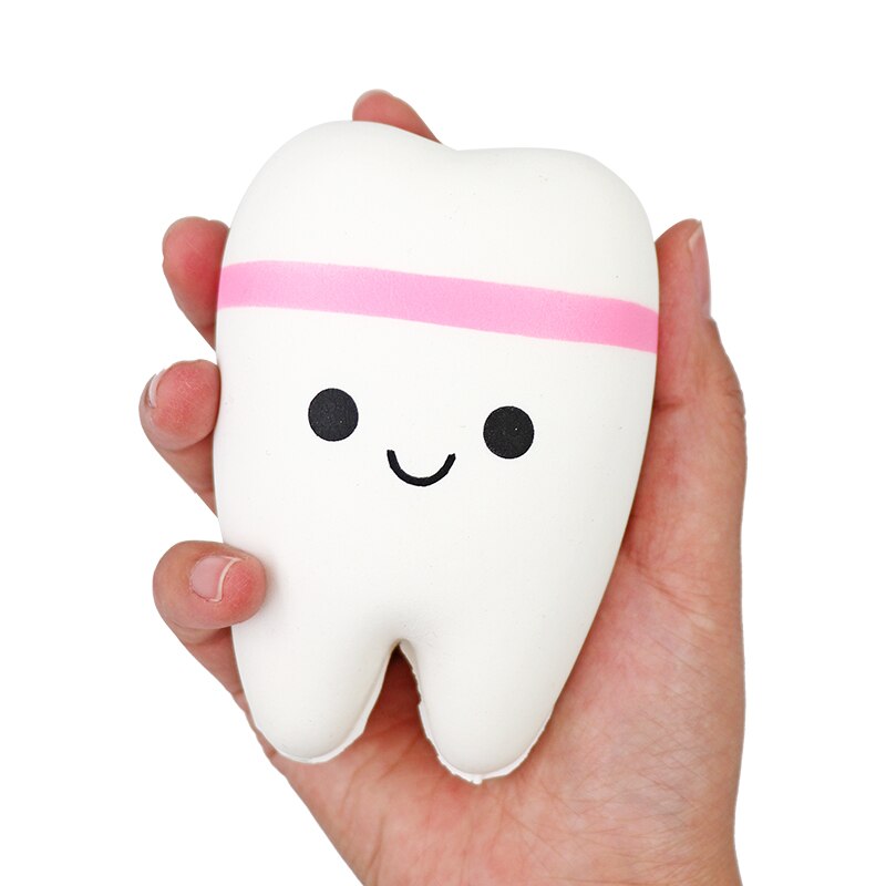 Jouet en forme de dents à presser, 1 pièce, sourire lent, dessin animé mignon, Spinner à main, extensible, relaxant, Squishy, de dentiste
