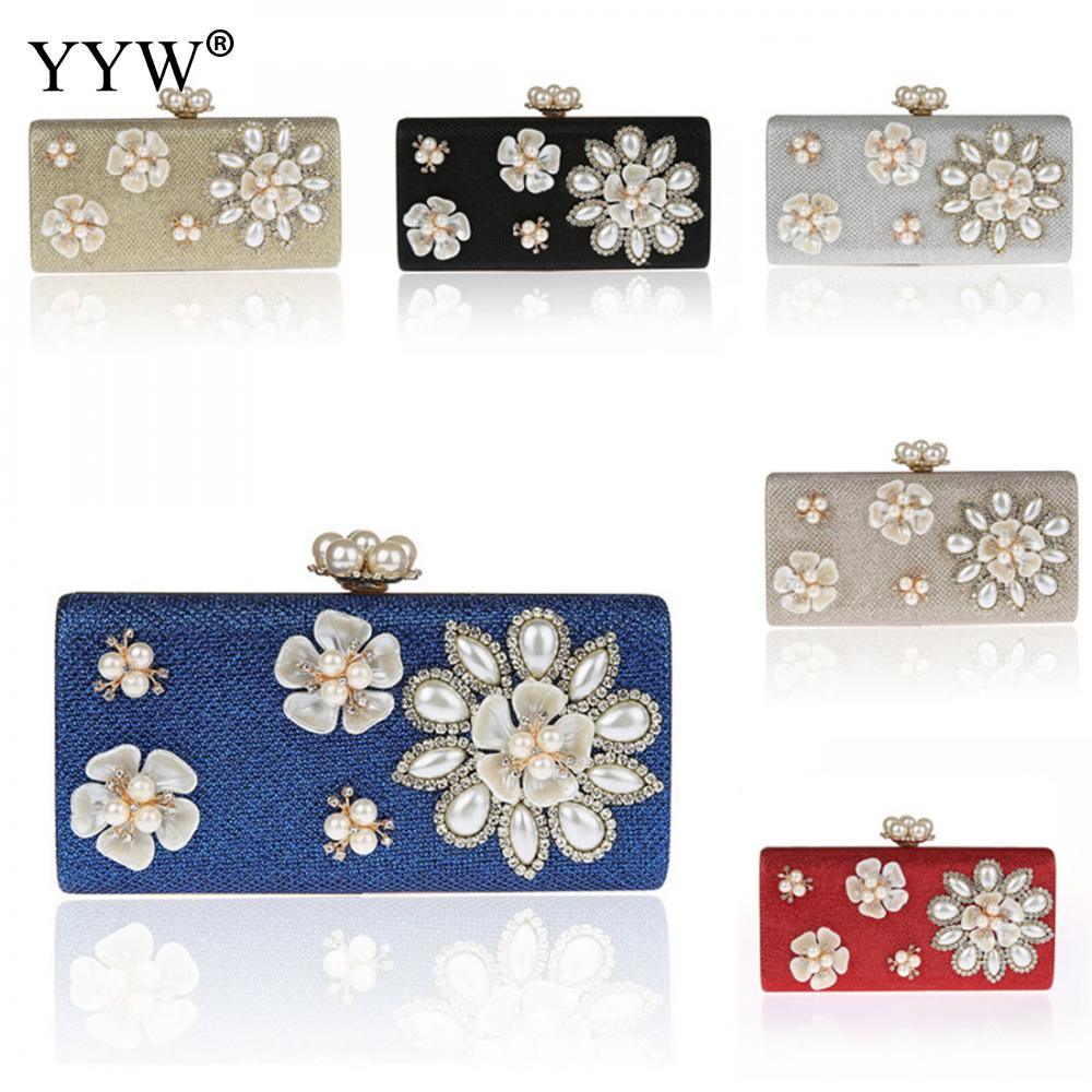 Mode Vrouwen Koppeling Zakken Met Strass Parel Trendy Wedding Bolsa Feminina Zinklegering Bloemen Mini Dag Koppelingen Luxe Tassen