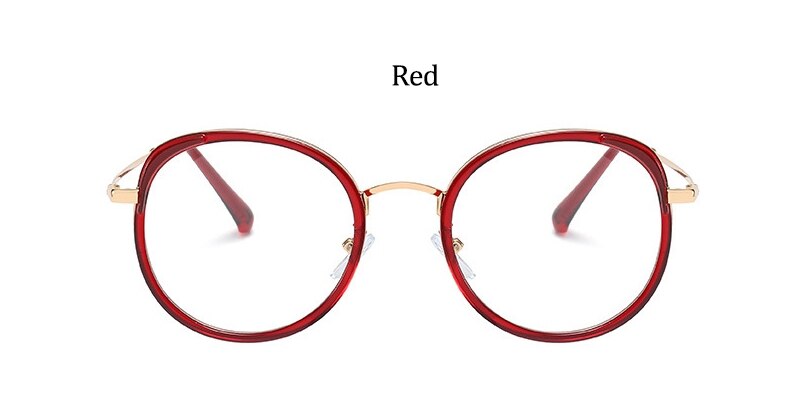 Montura de gafas redondas transparentes para mujer, lentes ópticas de Metal Retro vintage, de lujo, de gran tamaño,: Red