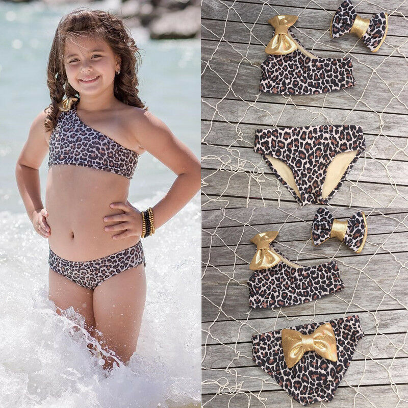 3 stk børn baby pige tøj leopard bikini sæt badetøj badedragt badedragt