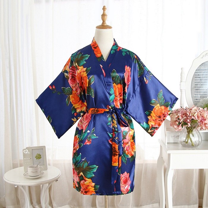 Bata de satén de seda para mujer, ropa de dormir tradicional china de talla grande: 5