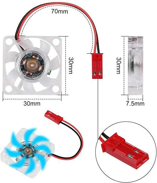 2 pçs raspberry pi 4 ventilador framboesa pi ventilador de refrigeração silencioso led 30mm 30mm ventilador cooler radiador 3 a 5.8v para raspberry pi 3 b +