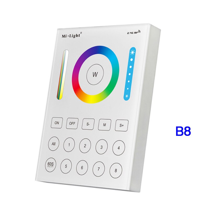 Miboxer RGB+CCT Smart touch Panel Controller B8/B4/T4 Wall-mounted 2.4G 4-Zone 8-Zone Remote switch for led bulb light strip: B8