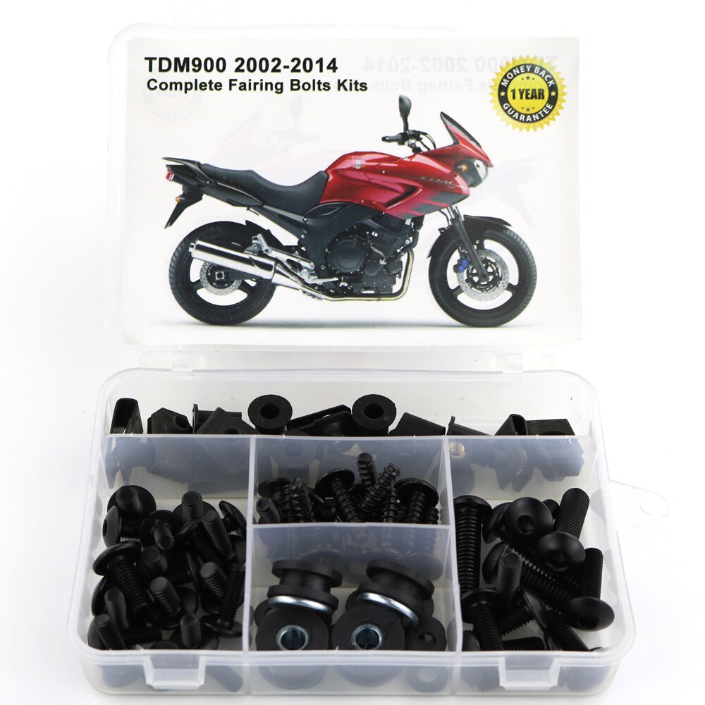 Para yamaha tdm900 tdm 900 2002-2014 motocicleta completa carenagem parafusos kit clipes de carenagem corpo parafusos porcas aço: Preto