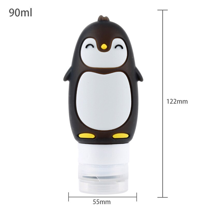 80ml små tomme flasker udendørs rejser bærbar shaker flaske sød pingvin tegneserie dyremodel multifunktionelle silikone flasker: Sort