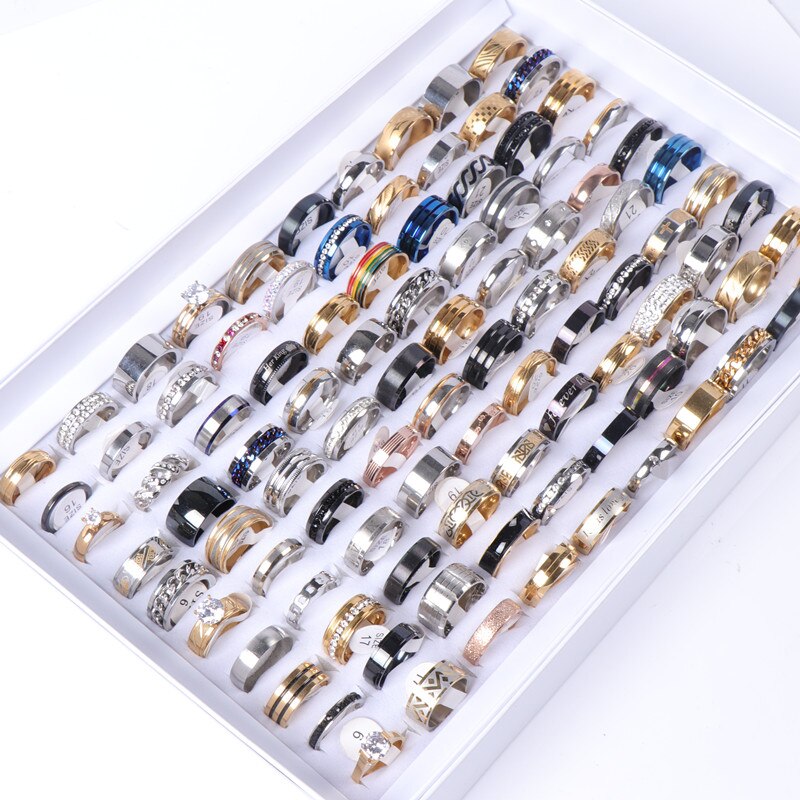 Pack of 50pcs/100pcs Mens Women's Good Stainless Steel Jewelry Rings For Party: Pack Of 100PCS