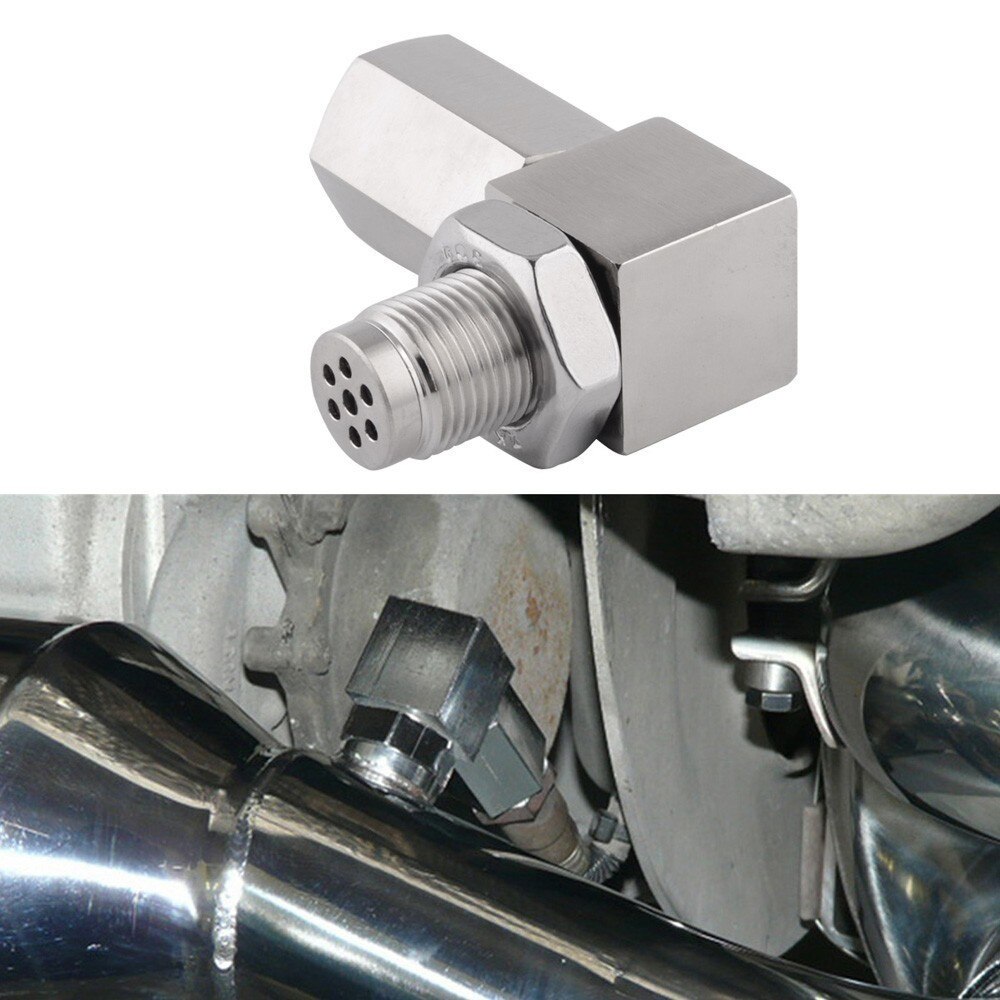 Universal Mini Catalytic Converter 90 degree O2 Sensor Spacer Engine Light CEL Check Bung Solid