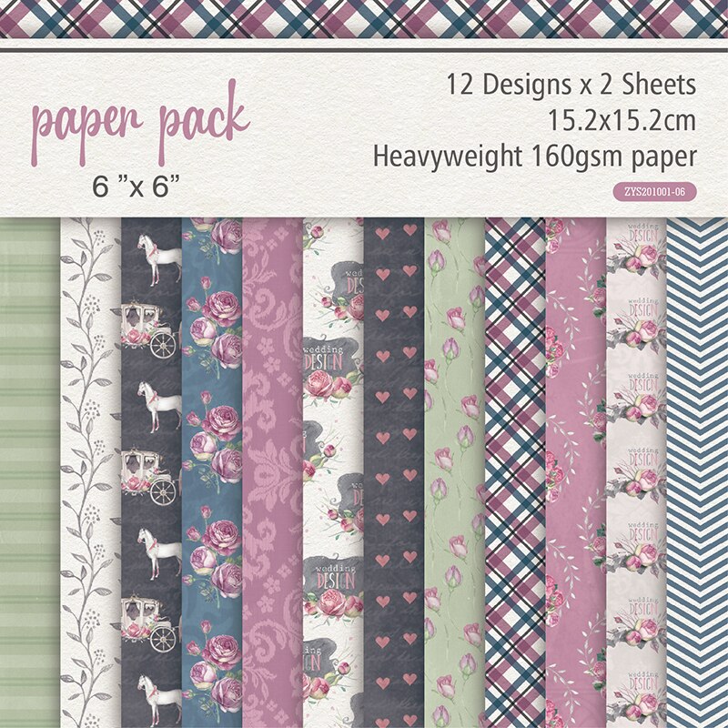 24 sheets 6"X6"the Wedding Pattern Scrapbooking paper pack handmade craft paper craft Background pad