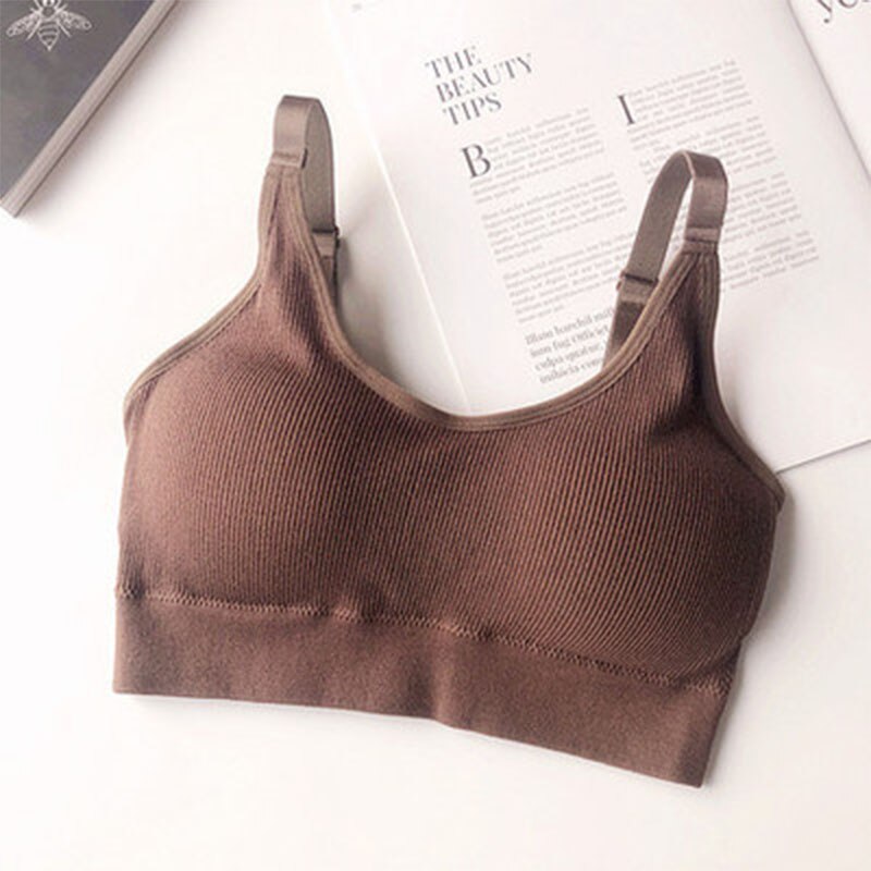 Comfortable Underwear Girls Without Steel Rings Girls Small Chest Sleep Gathering Bra Thin Sports lingerie: Coffee