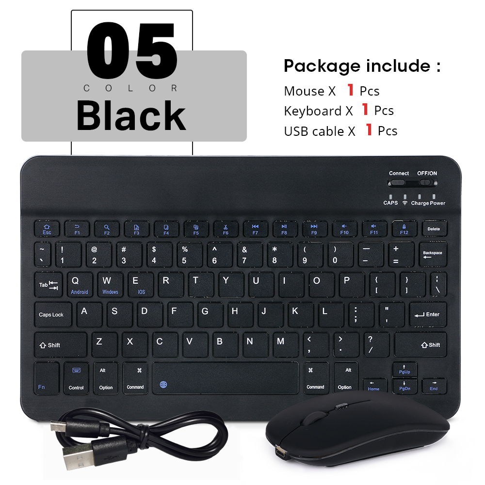 Mini bluetooth keyboard and mouse for samsung xiaomi android portable tablet bluetooth keyboard Korean Portuguese Arabic Arabic: Black-mouse