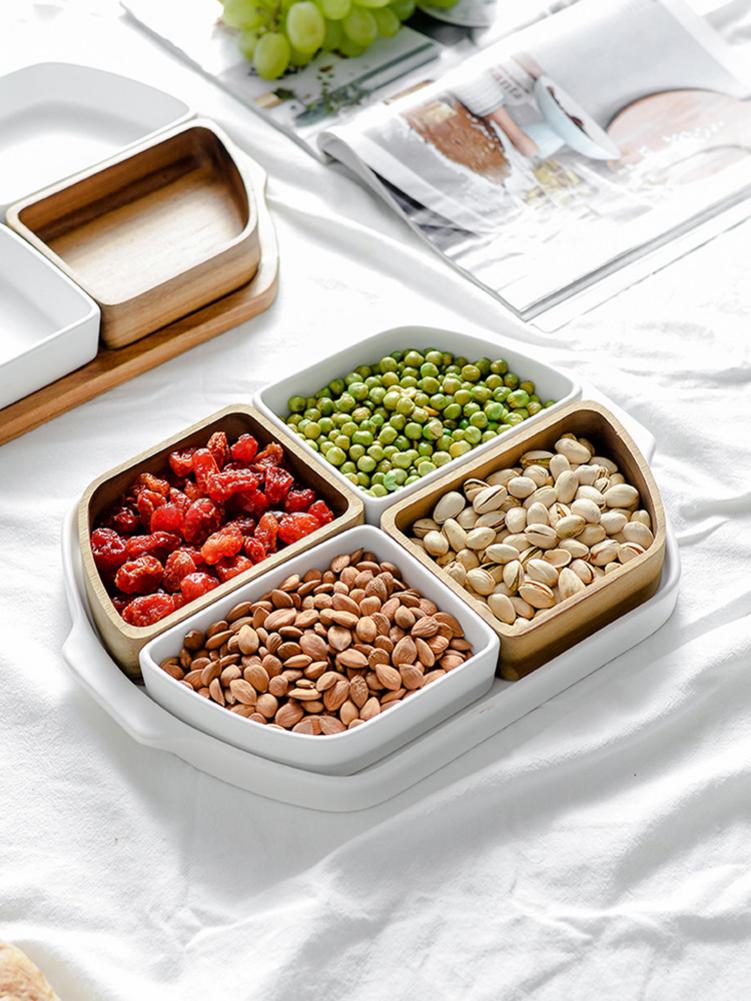 Japanese Ceramic/wood Storage Tray Snacks Candy Year Nut Living Room Storage Box Dried Snack Dessert Tray